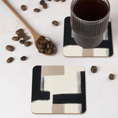 Zwart - Abstract - Japandi onderzetter kurk middel -sfeer2