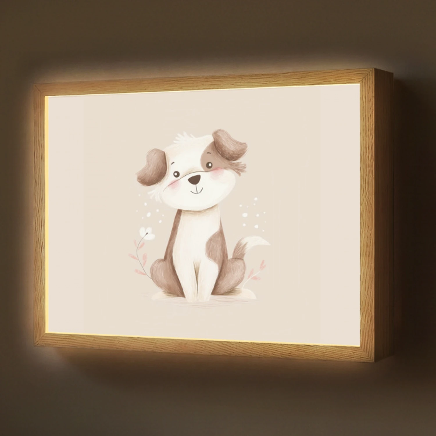 Hond - Gevlekt - Bruin Light Box met batterij (Wandlamp) middel -z3d_website