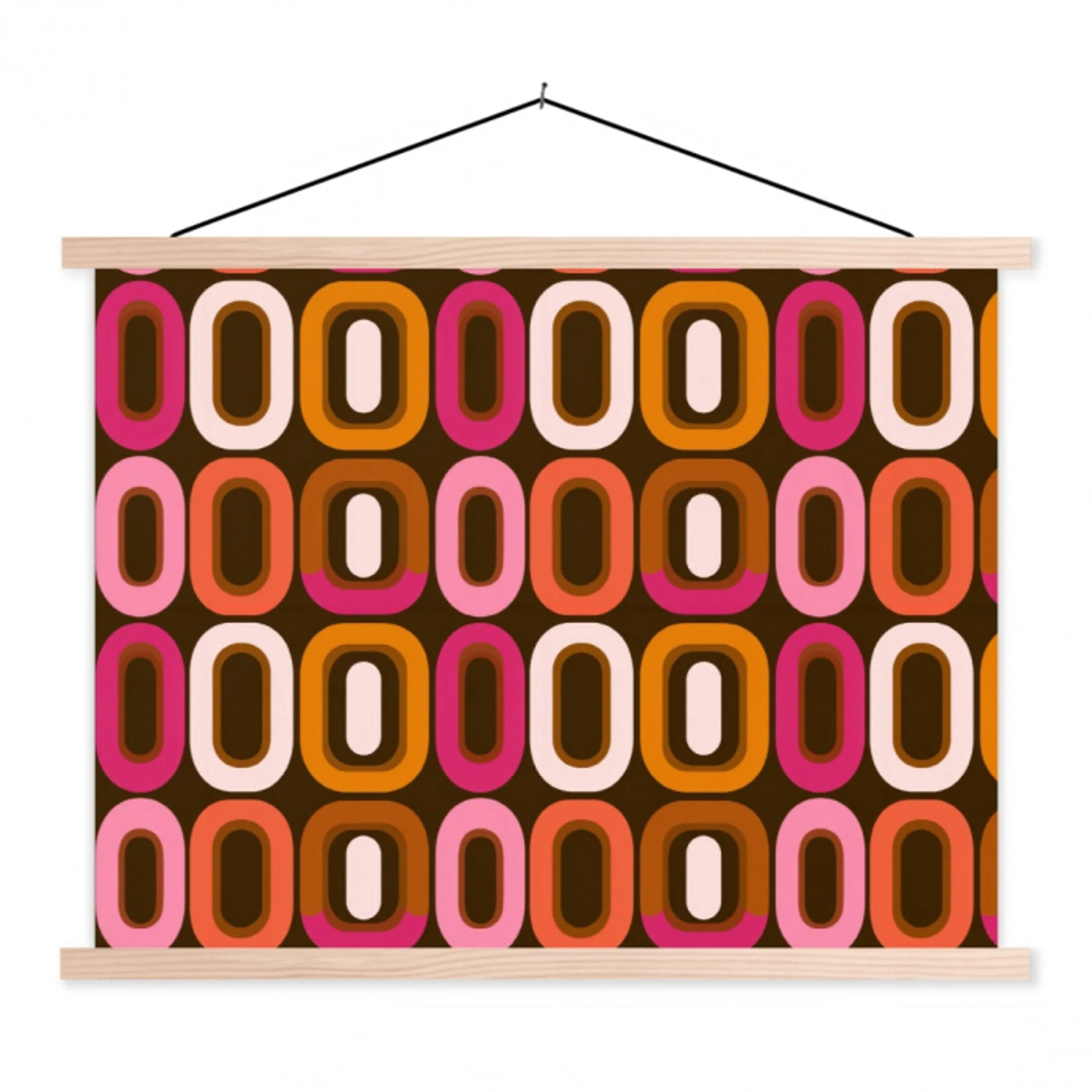 Modern - Retro - Kleurrijk textielposter latten blank klein 122 -3d