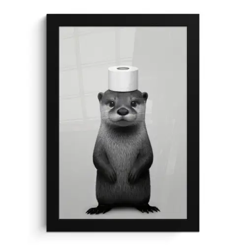 Otter - WC rol - Zwart - Wit fotolijst zwart zonder passe partout klein -3d