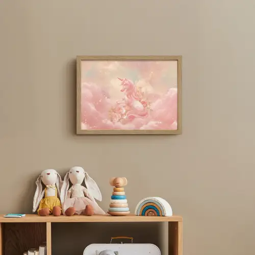 Eenhoorn - Wolken - Roze Light Box met batterij (Wandlamp kind) middel -sfeer2_kind