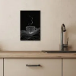 Lijntekening - Koffiekop - Zwart KitchenYeah - Keuken - Canvas klein -sfeer2