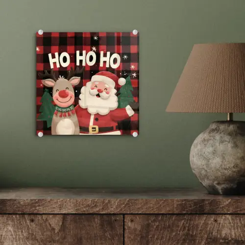 Kerstman - Rendier - Tekst - Rood - Zwart plexiglas 5mm klein -sfeer3