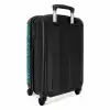 Lichtblauwe cirkels op donkergroene achtergrond NBS - Handbagage koffer - Kinderen Unisex middel -achterkant