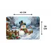 Sneeuwpop - Winterdorp - Kleurrijk Placemat vinyl groot -specs