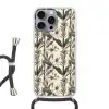 Klassiek - Botanisch - Zwart - Beige Hoesje iPhone 16 Pro Max met koord klein 804 -3d