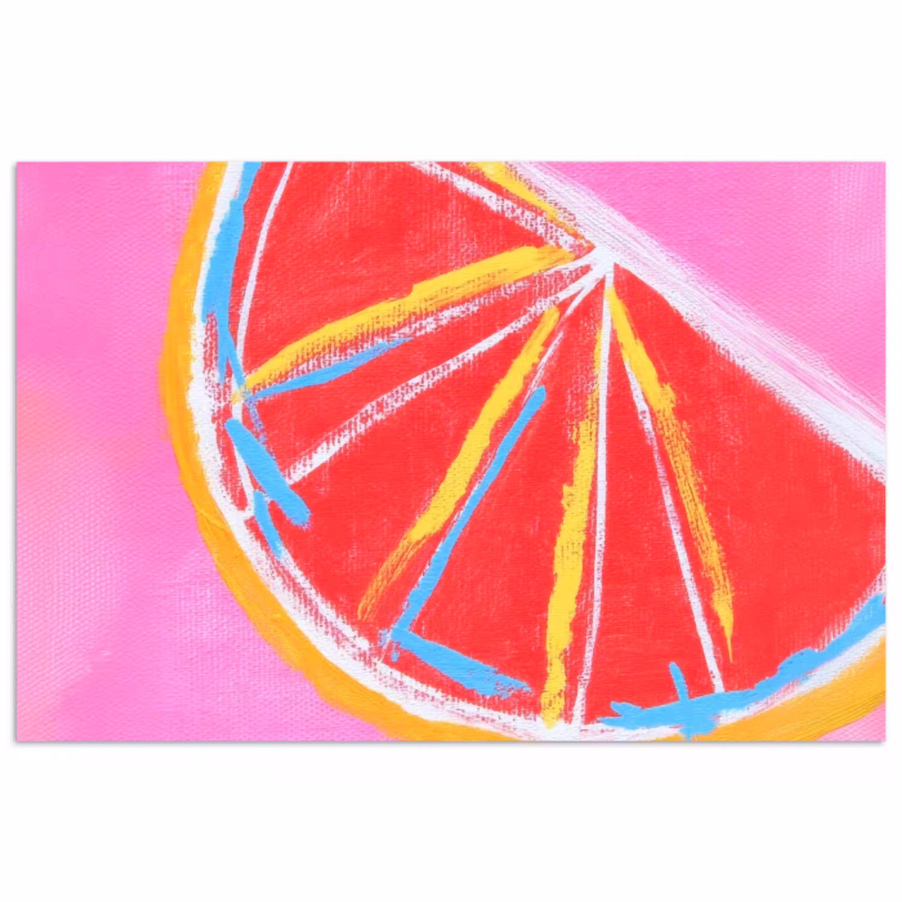 Grapefruit - Geschilderd - Roze - Strepen poster papier klein -3d