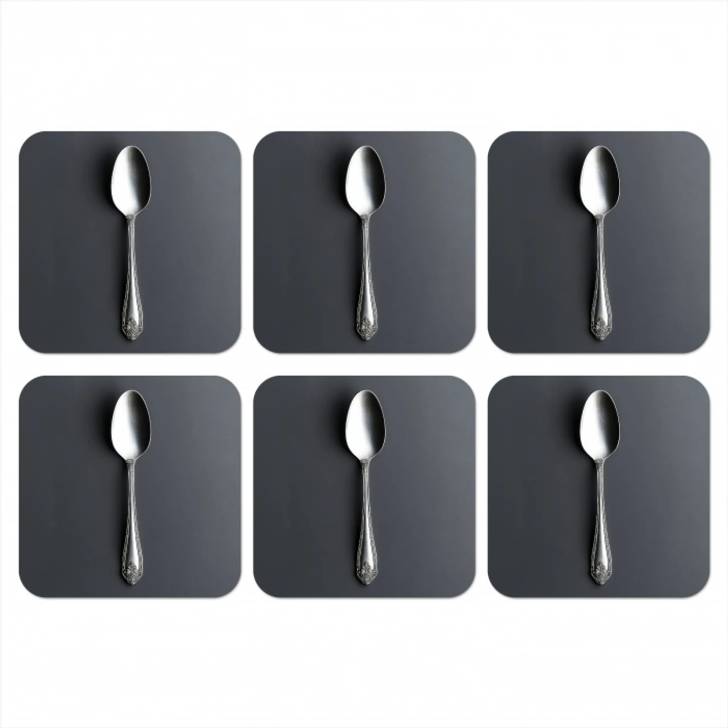 Zilver - Metaal - Lepel onderzetter kurk middel -3d