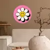 Smiley - Bloem - Roze Wandcirkel behangsticker klein -sfeer1