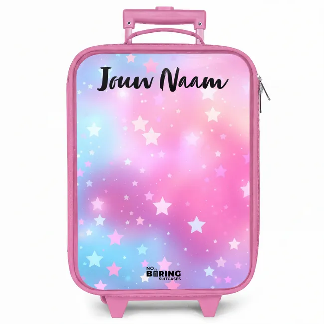 Kinderkoffer roze met naam - Sterren - Roze - Blauw