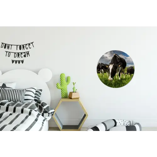 Koeien - Dieren - Gras - Weiland - Boerderij Wandcirkel aluminium klein -kinderkamer
