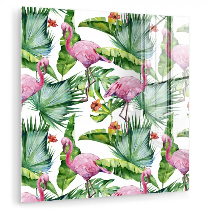 Inductie beschermer - Flamingo - Bladeren - Afdekplaat voor kookplaat - Tropisch plexiglas 5mm klein -zzzproduct_nieuw