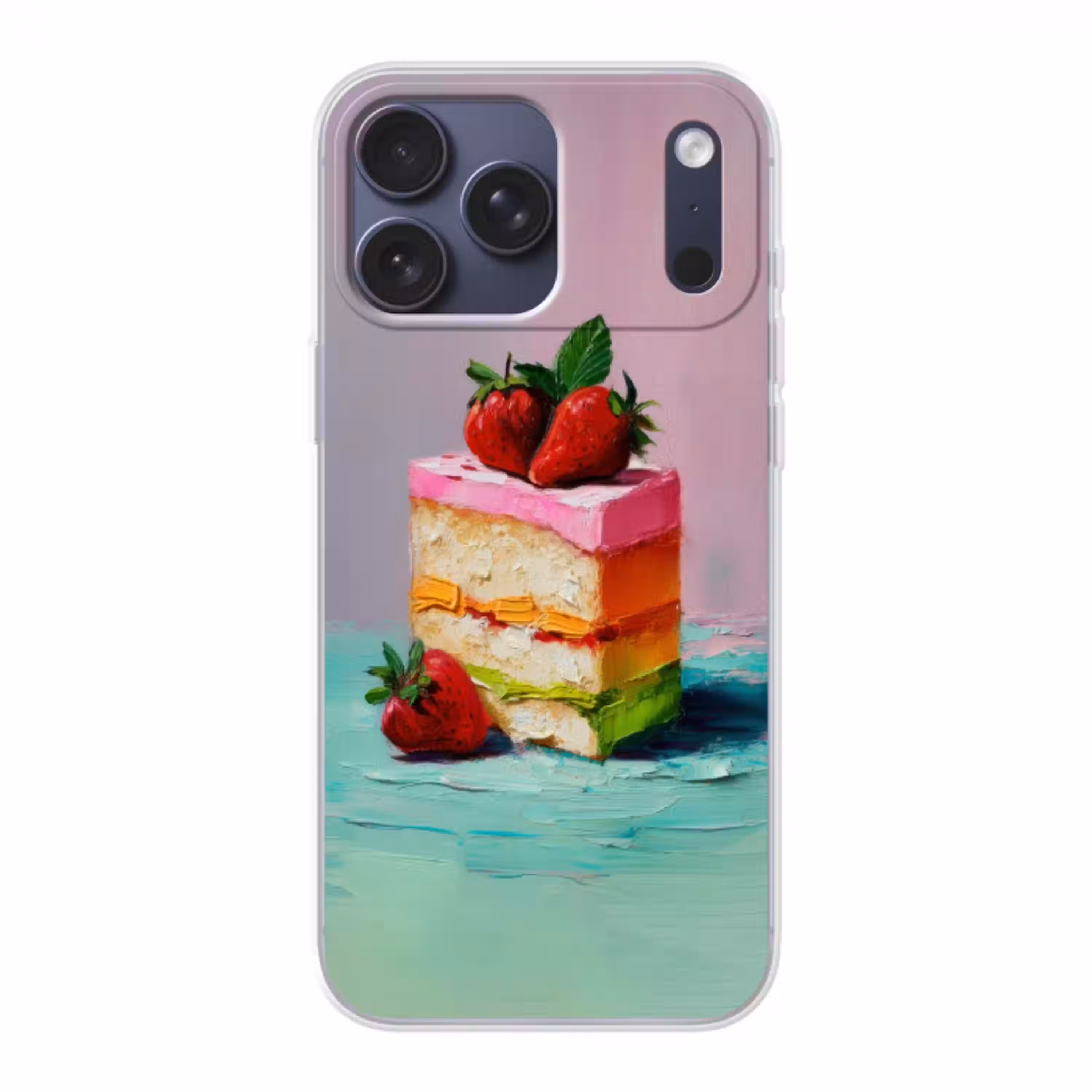 Taartje - Aardbeien - Glazuur - Kleurrijk Telefoonhoesje iPhone 17 Pro Max klein -3d