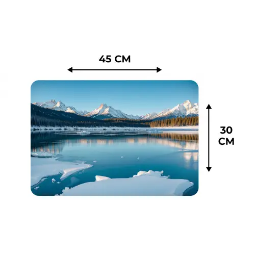 Landschap - Winter - Meer - Bergen - Uitzicht - IJs Placemat vinyl groot -specs