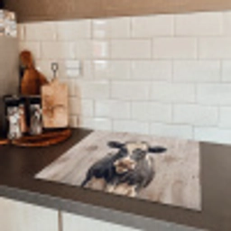 Koe - Portret - Dieren - Modern Inductie beschermer vinyl 3mm middel -sfeer3