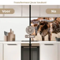 Texas Longhorn - Kalf - Weide - Dieren keuken achterwand 2 middel -voor-na2_NL