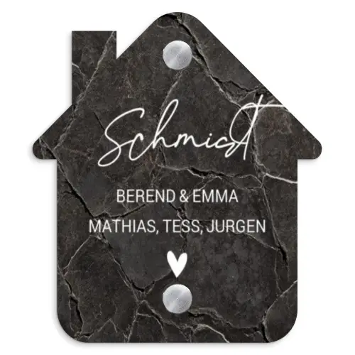 Gebarsten steen - Sierlijk Naambord Huisje klein -3d