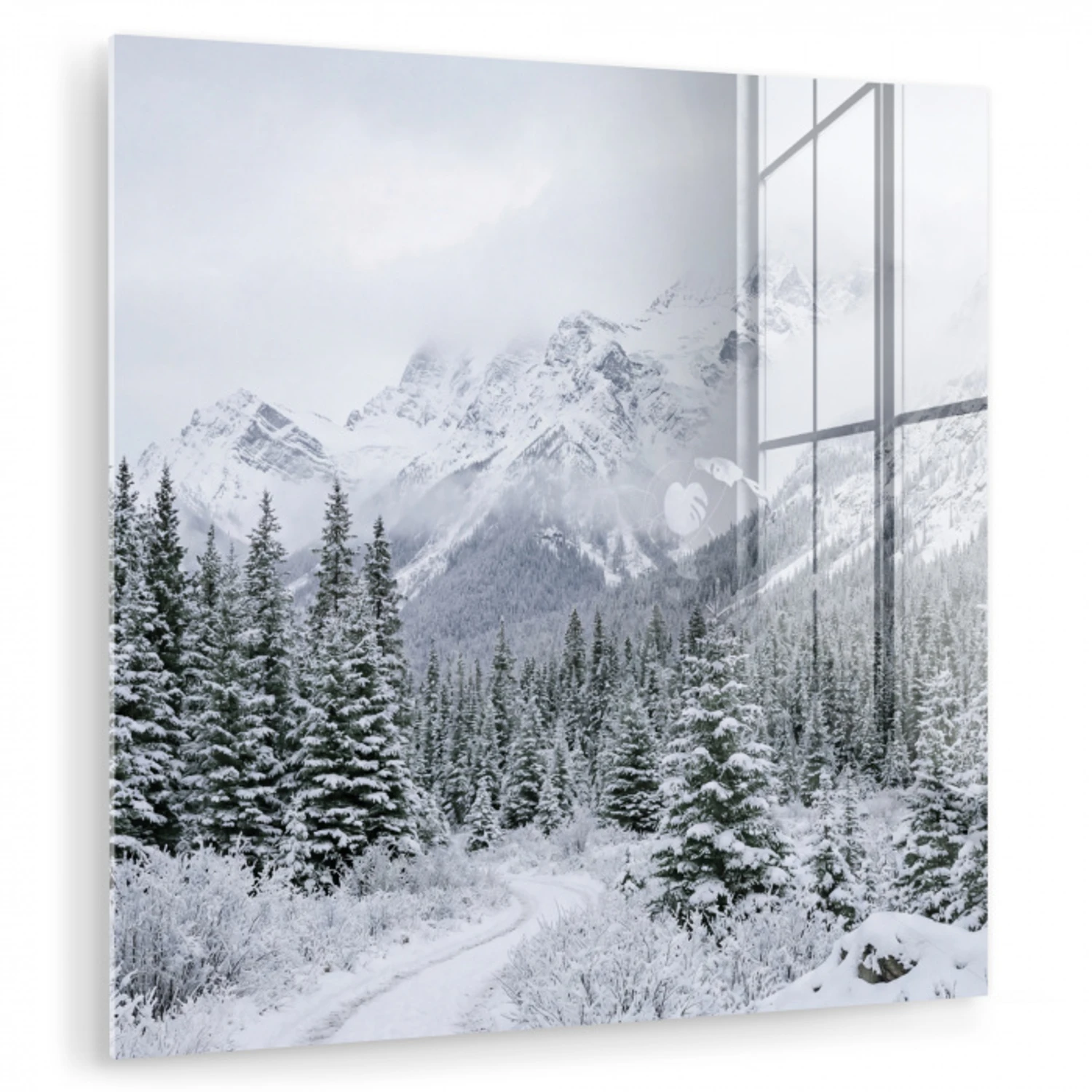Weg - Bergen - Sneeuw - Naaldbos - Avontuurlijk plexiglas 5mm klein -zzzproduct_nieuw