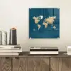 Wereldkaart - Donkerblauw - Beige plexiglas 5mm klein -sfeer1