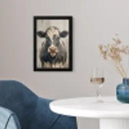 Koe - Portret - Dieren - Modern fotolijst zwart zonder passe partout klein -sfeer4
