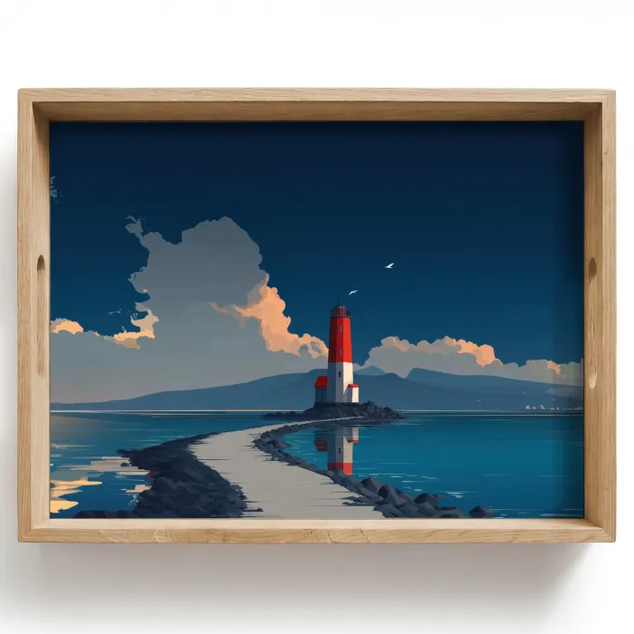 Vuurtoren - Zee - Wolken Dienblad Rechthoek middel -z3d_shopping