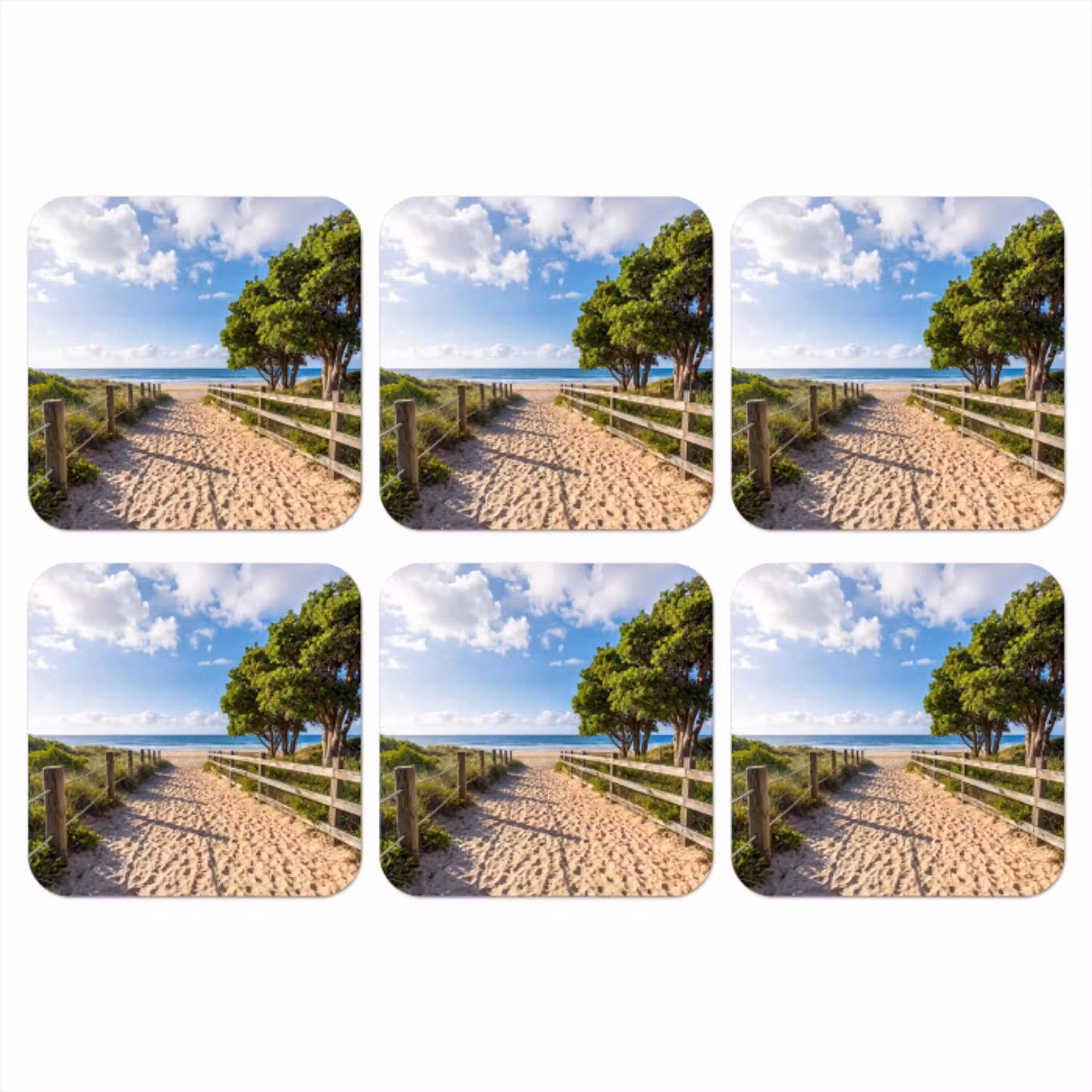 Strand - Zandpad - Oceaan - Natuur onderzetter kurk middel -3d