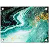Marmerlook - Blauw - Goud - Glitter - Luxe - Marmer tuinposter los doek klein -3d