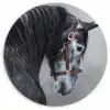 Paard - Grijs - Bruin - Dieren - Rook Wandcirkel kunststof plaat 5mm dik klein -3d