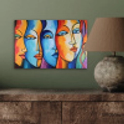 Hoofd - Olieverf - Schilderij - Kleurrijk aluminium wit klein -sfeer2