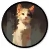 Kat - Geschilderd - Artistiek - Wit Fotolijst rond zonder passe partout klein -3d