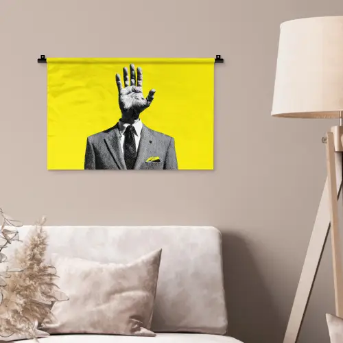 Pak - Hand - Geel Wandkleed katoen klein -sfeer4