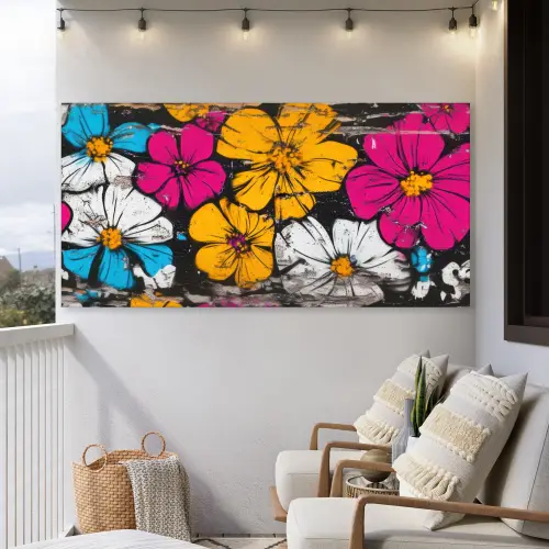 Street Art - Bloemen - Mix Tuinposter op houten frame 2 cm dik xxl -sfeer1
