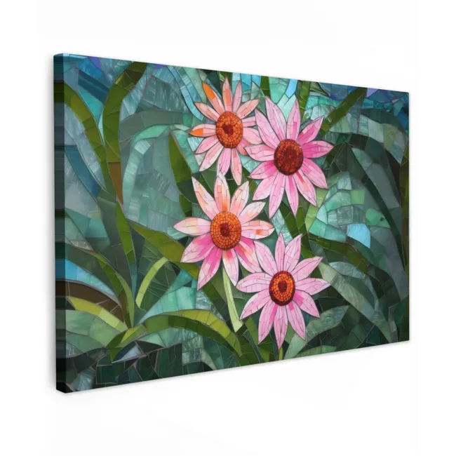 Bloemen - Roze - Glasmozaïek canvas 2cm klein -z3d