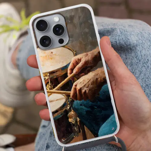 Drumstokken - Olieverf - Man Hoesje iPhone 16 Pro Max met koord klein -sfeer3