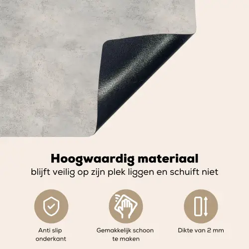 Grijs - Beton - Industrieel Inductie beschemer met haakjes klein 777 -ky-onderkant-nl