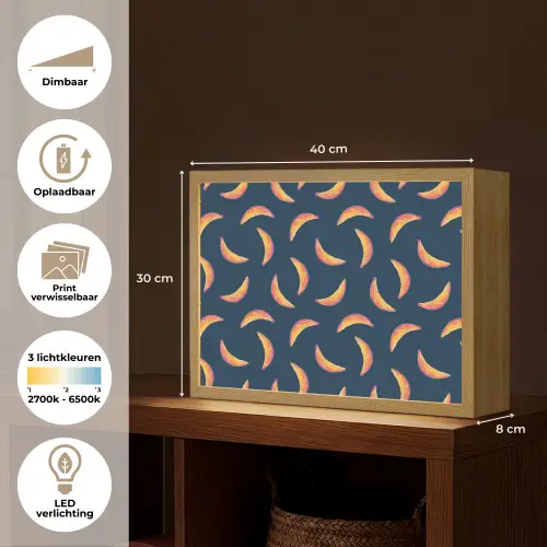 Banaan - Tropisch - Blauw - Patroon Light Box met batterij (Wandlamp) middel 907 -USP_websiteoverzichtNL