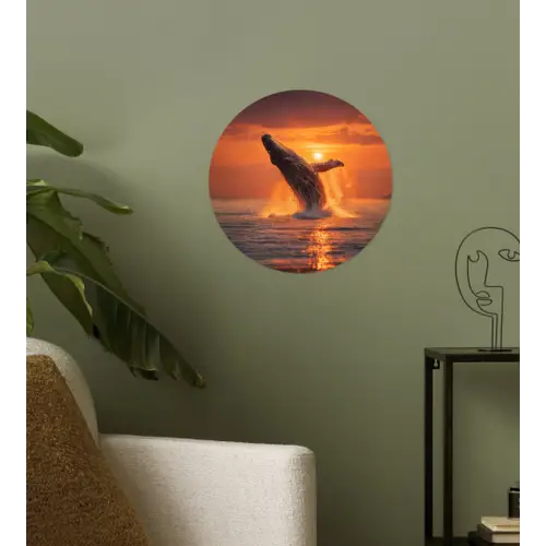 Walvis - Zon - Zee Wandcirkel behangsticker klein -sfeer2