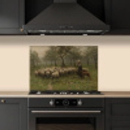 Herderin met kudde schapen - Schilderij van Anton Mauve keuken achterwand spatscherm klein -sfeer1