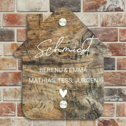 Verweerd hout - Sierlijk Naambord Huisje klein -sfeer6