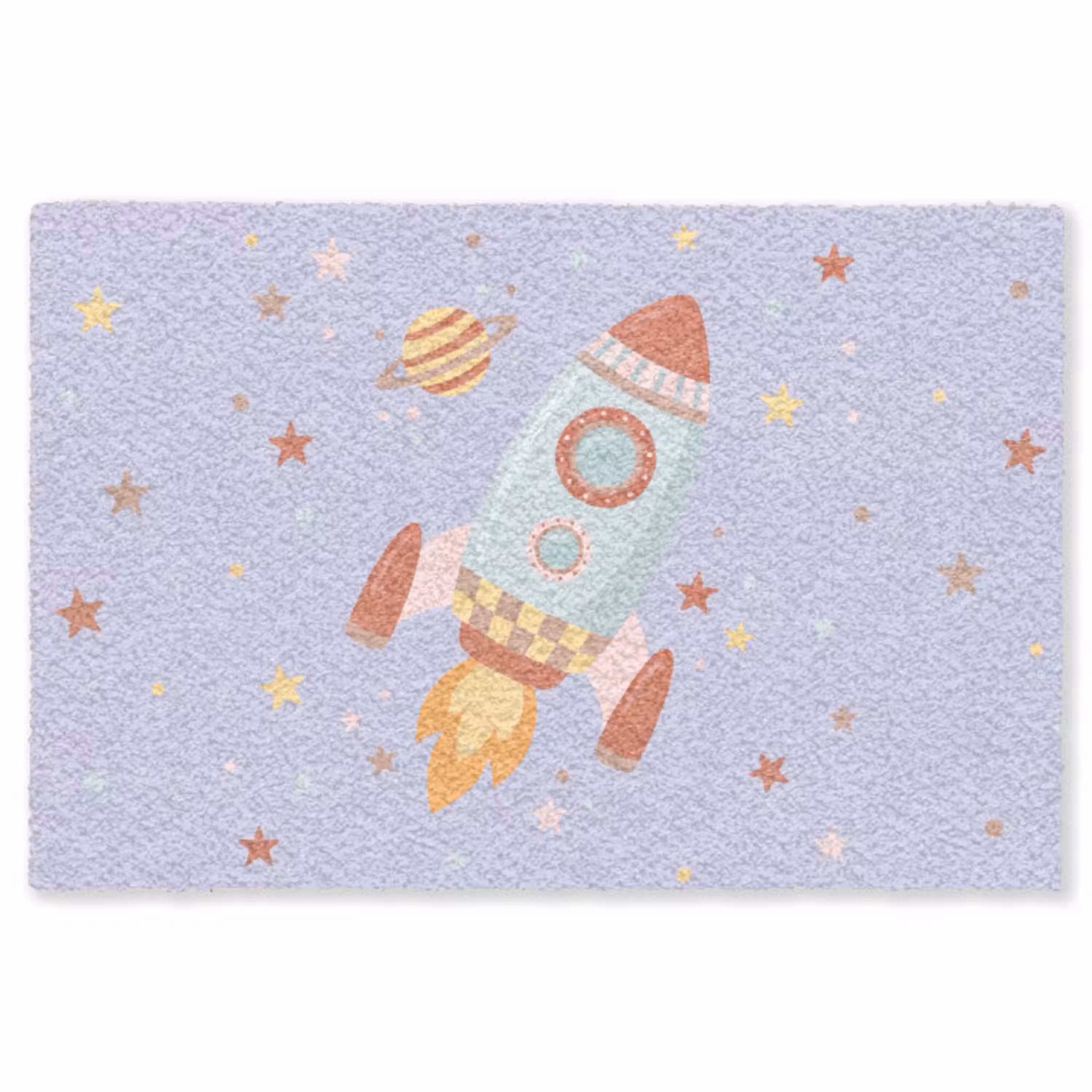 Raket - Ruimte - Planeet - Illustratie Vloerkleed Rechthoek klein -3d