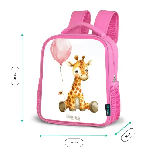 Giraffe met roze ballon Kinderrugzak - Roze middel -productfoto_formaten