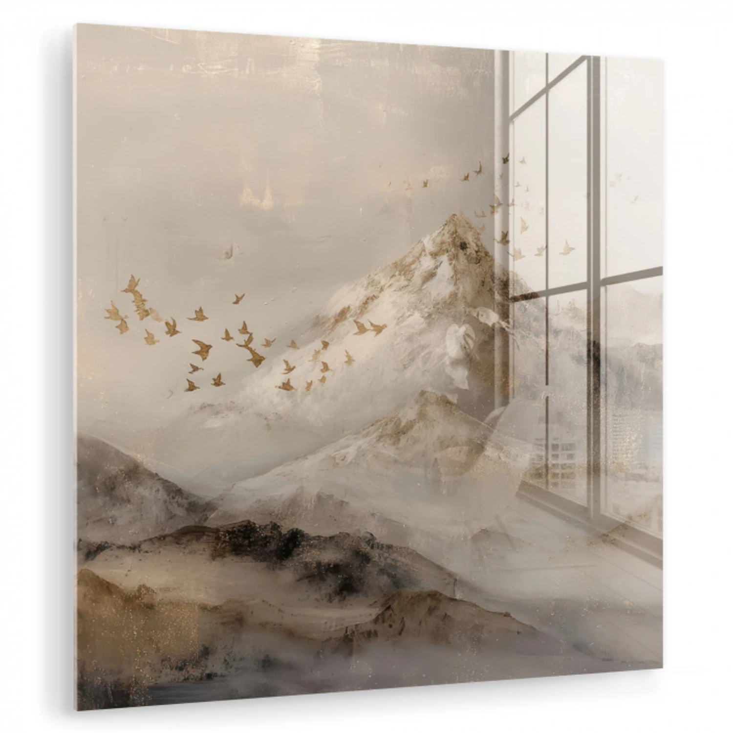 Berglandschap - Mist  - Penseelstreken plexiglas 5mm klein -zzzproduct_nieuw