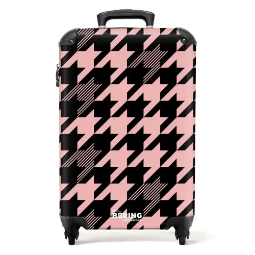 Groot pied-de-poule patroon in roze en zwart NBS - Handbagage koffer - Kinderen Unisex middel -productfoto_recht