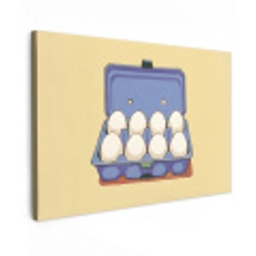 Eieren - Doos - Minimalistisch - Blauw Tuinposter op houten frame 2 cm dik klein -3d