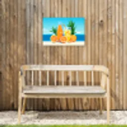 Sinaasappels - Ijsblokjes -  Zee - Illustratie Tuinposter op houten frame 2 cm dik klein -sfeer4