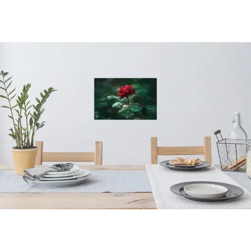 Roos - Bladeren - Dieprood Muursticker klein -eettafel