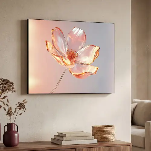 Glazen - Bloem - Roze Textielframe zwart klein -sfeer3