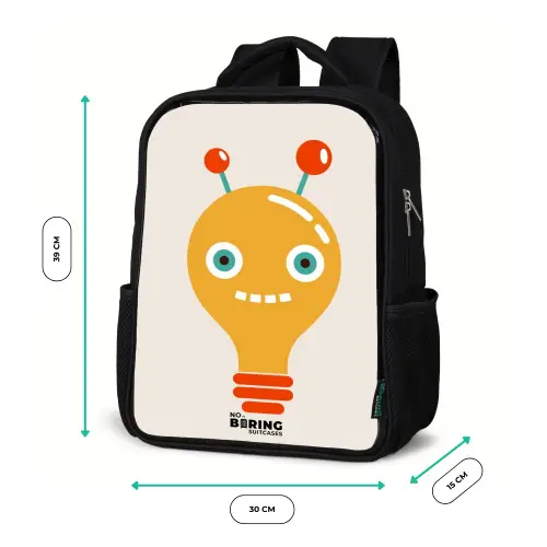 Gloeilamp robot met grote ogen Rugzak - Zwart middel -productfoto_formaten