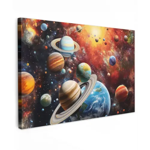 Planeten - Heelal - Neon - Ruimte canvas 2cm klein -z3d