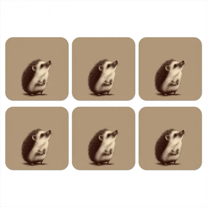 Egel - Snuitje - Bruin - Stekels onderzetter kurk middel -3d